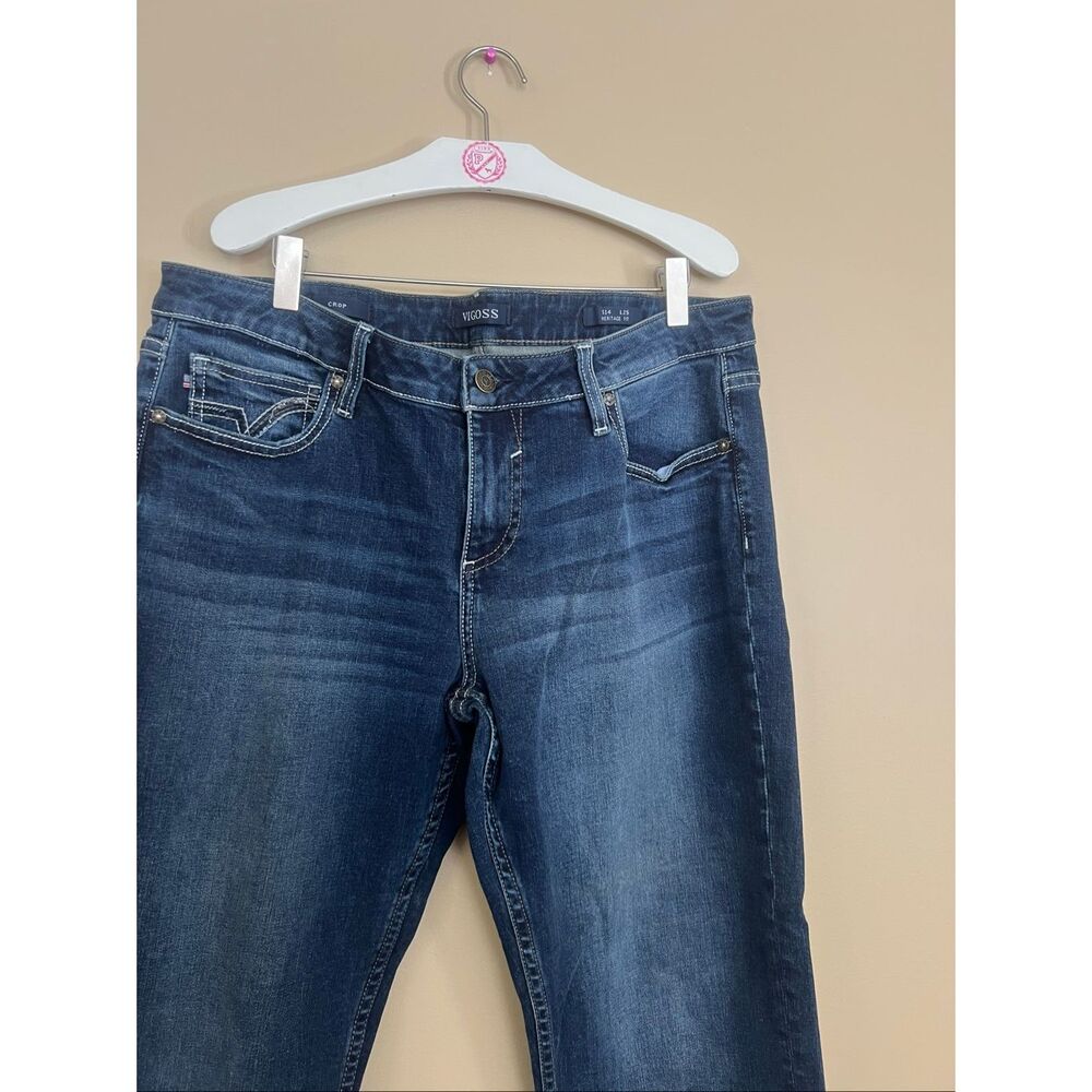 Vigoss Crop Heritage Fit Blue Jeans Woman’s Size 14 Length 25 - Picture 5 of 13